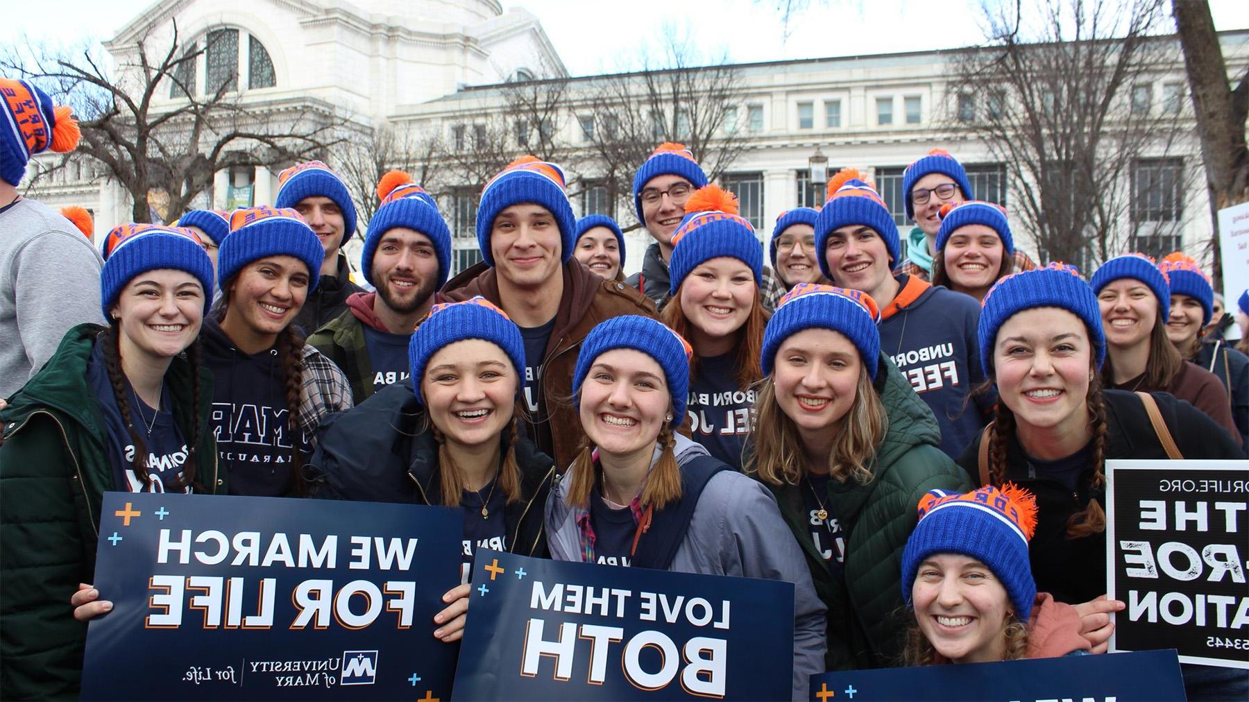 Students at the March for Life in Front of the Capitol